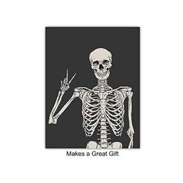 Skeleton Wall Art & Decor - Halloween Wall Decor - Gothic Home Decor - Goth Room Decor - Funny Skull Wall Decor - Pagan Gifts - Bedroom Dorm Man Cave - Men Boys Teens - Witchy Picture Poster Print