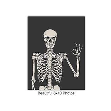 Skeleton Wall Art & Decor - Halloween Wall Decor - Gothic Home Decor - Goth Room Decor - Funny Skull Wall Decor - Pagan Gifts - Bedroom Dorm Man Cave - Men Boys Teens - Witchy Picture Poster Print