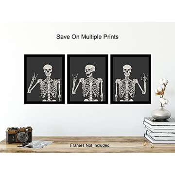 Skeleton Wall Art & Decor - Halloween Wall Decor - Gothic Home Decor - Goth Room Decor - Funny Skull Wall Decor - Pagan Gifts - Bedroom Dorm Man Cave - Men Boys Teens - Witchy Picture Poster Print