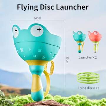 Ivtivfu Outdoor Flying Disc Launcher Toy, Outdoor Toys for Kids Ages 4-8, Fun Toys for Ages 5-7 Girls Boys, Creative Birthday Easter for Children