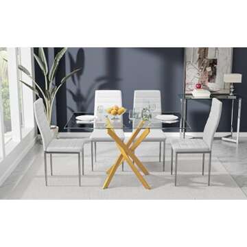 NIERN Gold Glass Dining Table – Stylish & Sturdy for Homes