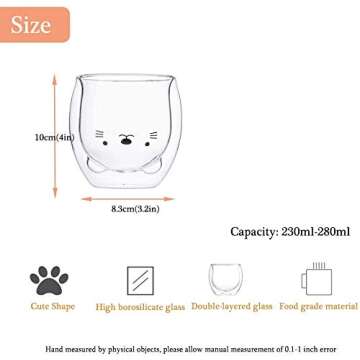 jasdel – Cute Double Wall Glass Cup, Coffee Cup, Tea Cup, Milk Cup For Birthday Present, Cat Cup 2...