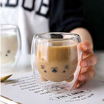 Cute Double Wall Glass Cup for Stylish Sips
