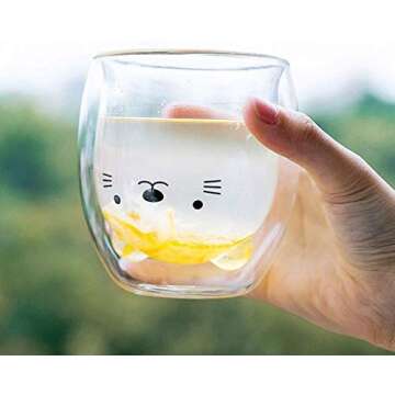 Cute Double Wall Glass Cup for Stylish Sips