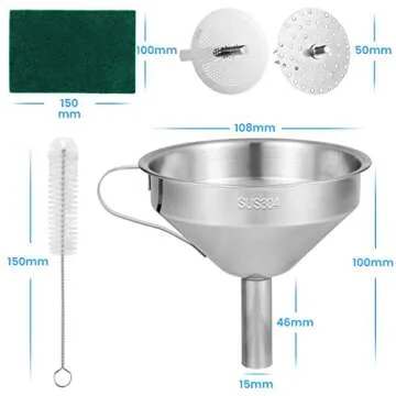 JOREST 5pcs 3D Resin Filter Funnel Kit, Multi-Use Premium Metal Stainless Steel Funnel with Strainers + Cleaning Brush + Scouring Pad, Resin 3D Printer Accessories for MSLA/DLP/LCD Resin 3D Printers