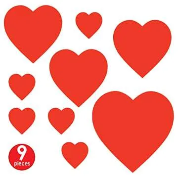 Beistle Heart Cutouts 9-Piece Set for Valentine's Day