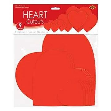 Beistle Heart Cutouts 9-Piece Set for Valentine's Day