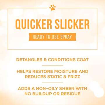 Nature's Specialties Quicker Slicker Ready to Use Detangling and Conditioning Spray, Natural Choice for Professional Groomers, Helps Restore Moisture, Made in USA, 16 oz