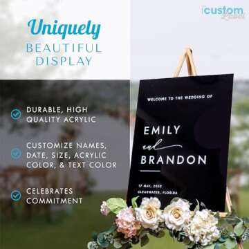 Personalized Wedding Welcome Sign - Custom Acrylic Board | Elegant Entrance Decor for Reception or C...