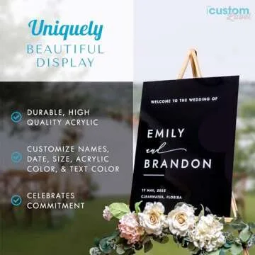 Personalized Wedding Welcome Sign - Custom Acrylic Board | Elegant Entrance Decor for Reception or C...