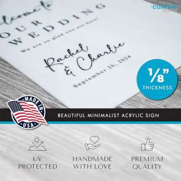 Personalized Wedding Welcome Sign - Custom Acrylic Board | Elegant Entrance Decor for Reception or Ceremony | Memorable Keepsake Gift Idea for Newlyweds | Welcome to Our Wedding Sign | Wedding Signs