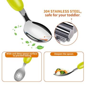 Lehoo Castle Toddler Utensils Set, 6PCS Dinosaur Toddler Silverware Spoon and Fork Knife Set, Childr...