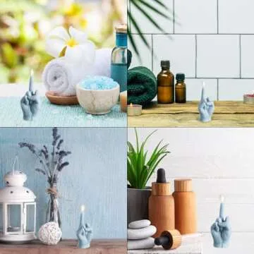 6sisc Middle Finger Scented Candle Danish Pastel Room Aesthetic Pine Fragrance Aromatherapy Natural Soy Wax Holiday Candles Decor Desk Statues Decorations Gift for Home Bedroom Supplies Light Blue