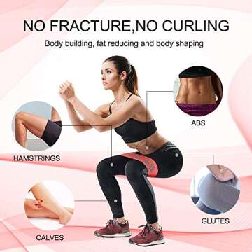 WODSKAI Resistance Bands for Legs and Butt Exercise Bands, Non Slip Elastic Booty Workout Bands, Women/Men Stretch Exercise Loops with Carry Bag, Fabric Sports Fitness Bands for Squat Glute, Set of 5