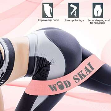 WODSKAI Resistance Bands for Legs and Butt Exercise Bands, Non Slip Elastic Booty Workout Bands, Women/Men Stretch Exercise Loops with Carry Bag, Fabric Sports Fitness Bands for Squat Glute, Set of 5