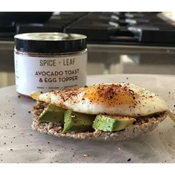 Premium Avocado & Egg Toast Topper by SPICE + LEAF - Vegan Kosher Pesticide Free Spice Blend Used to Give Avocado, Eggs, Salad and Fish a Pop of Flavor