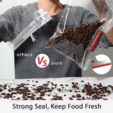 HOUSE AGAIN 8 Pack Stainless Steel Chip Bag Clips Covered with Silicone - NO More Sharp Edges - Color Coded for Food Bags - Air Tight Seal, Heavy Duty for Kitchen and Office, 3 Inches