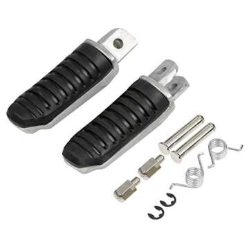 TCMT Silver Front Black Rubber Inlay Foot Pegs Set for Suzuki V-Strom 650 1000 DL650 DL1000