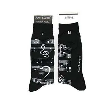 Foot Traffic Men's Novelty Socks, Fun Music-Themed Socks for Men, Sizes 7–12