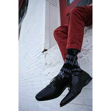 Foot Traffic Men's Novelty Socks, Fun Music-Themed Socks for Men, Sizes 7–12