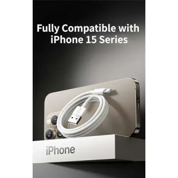 [2-Pack 3.3FT MFi Certified] Woven CarPlay USB C Cable for Apple iPhone 16 Pro Max Charger USB A to USB-C Cord Fast Charging for iPhone 15 Pro Max/16 Plus/Pro/15 Pro/16, Type C Car Charge Wire - White