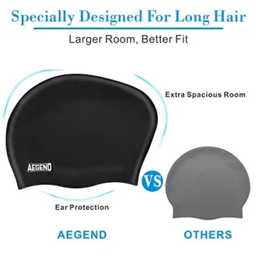 Aegend Swim Caps for Long Hair - Durable Silicone 2 Pack