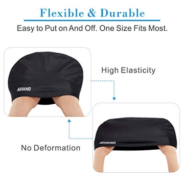 Aegend Swim Caps for Long Hair - Durable Silicone 2 Pack