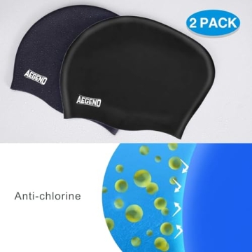 Aegend Swim Caps for Long Hair - Durable Silicone 2 Pack