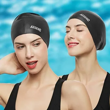 Aegend Swim Caps for Long Hair - Durable Silicone 2 Pack