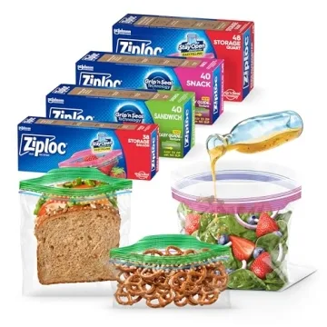 Ziploc Food Storage & Sandwich Bags Variety Pack - 166 Bags, Stay Open Design