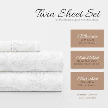 Linen Market 3 Piece Twin Bedding Sheet Set (Gray Floral) - Sleep Better Than Ever with These Ultra-...