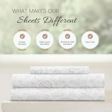 Linen Market 3 Piece Twin Bedding Sheet Set (Gray Floral) - Sleep Better Than Ever with These Ultra-Soft & Cooling Bed Sheets for Your Twin Size Bed - Deep Pocket Fits 16" Mattress