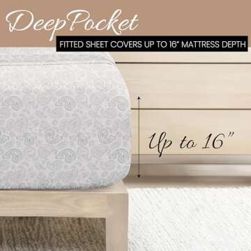 Linen Market 3 Piece Twin Bedding Sheet Set (Gray Floral) - Sleep Better Than Ever with These Ultra-Soft & Cooling Bed Sheets for Your Twin Size Bed - Deep Pocket Fits 16" Mattress