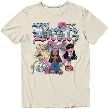 Bratz Roses Classic Casual Adult Unisex Men’s and Women’s Short Sleeve T-Shirt (X-Large, Beige)