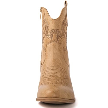 GLOBALWIN Women's Khaki Cowgirl Boots Comfort Stylish Look