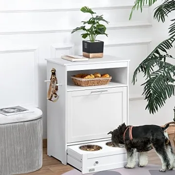 PawHut Dog Feeder Station with Storage & Bowls