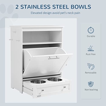 PawHut Dog Feeder Station with Storage & Bowls