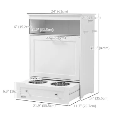 PawHut Dog Feeder Station with Storage & Bowls