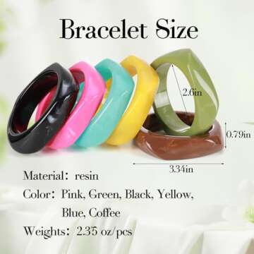 CUHBIV 6 Pcs Acrylic Resin Chunky Bangle Bracelets for Women, Colorful Glass Bracelets Vintage Wide ...