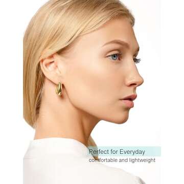 Altitude Boutique Small Chunky Silver Plated Teardrop Hoops | Thick Oval Tube Earrings with clasp | ...