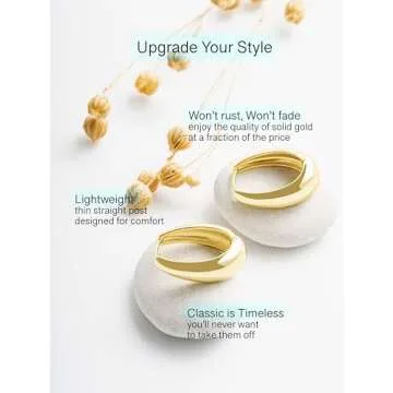 Altitude Boutique Small Chunky Silver Plated Teardrop Hoops | Thick Oval Tube Earrings with clasp | Lightweight, Hypoallergenic Hoop Earrings For Women (24mm, Silver)