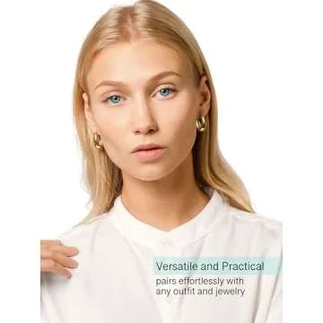 Altitude Boutique Small Chunky Silver Plated Teardrop Hoops | Thick Oval Tube Earrings with clasp | Lightweight, Hypoallergenic Hoop Earrings For Women (24mm, Silver)