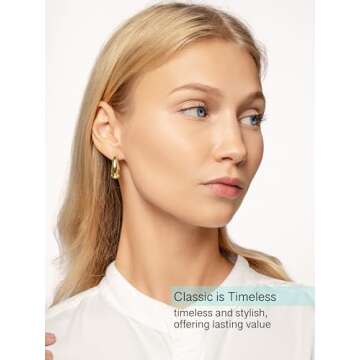 Altitude Boutique Small Chunky Silver Plated Teardrop Hoops | Thick Oval Tube Earrings with clasp | Lightweight, Hypoallergenic Hoop Earrings For Women (24mm, Silver)