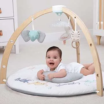 aden + anais Play and Discover Baby Activity Gym – 30+ Developmental Benefits - 3 Attachable Toys + Plush Tummy Time Pillow – 100% Cotton Muslin – Machine Washable