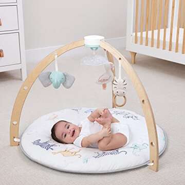 aden + anais Play and Discover Baby Activity Gym – 30+ Developmental Benefits - 3 Attachable Toys + Plush Tummy Time Pillow – 100% Cotton Muslin – Machine Washable
