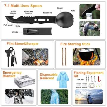 Survival Kit, Emergency Survival Gear First Aid Kit Molle System Compatible Outdoor Survival Gear,Emergency Kits with Trauma Bag for Camping Boat Hunting Hiking and Adventures, for Men