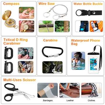 Survival Kit, Emergency Survival Gear First Aid Kit Molle System Compatible Outdoor Survival Gear,Emergency Kits with Trauma Bag for Camping Boat Hunting Hiking and Adventures, for Men