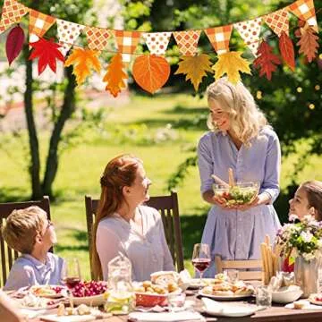 Supla 40 Pack Fall Party Decorations Set – Includes Autumn Hanging Paper Fans Pom Poms Fall Maple Leaves Party Swirls Streamers Fall Banner Backdrop Garland String for Thanksgiving Wedding Birthday