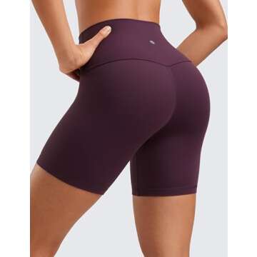 CRZ YOGA Women’s ButterLuxe Biker Shorts – High Waisted, Soft Lounge & Workout Wear - Deep Purpl...