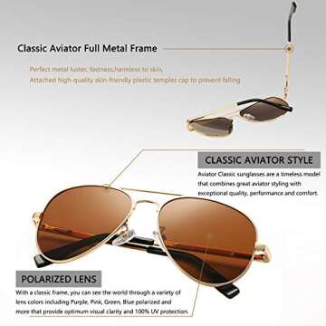 DeBuff Classic Aviator Sunglasses Unisex Polarized Lens